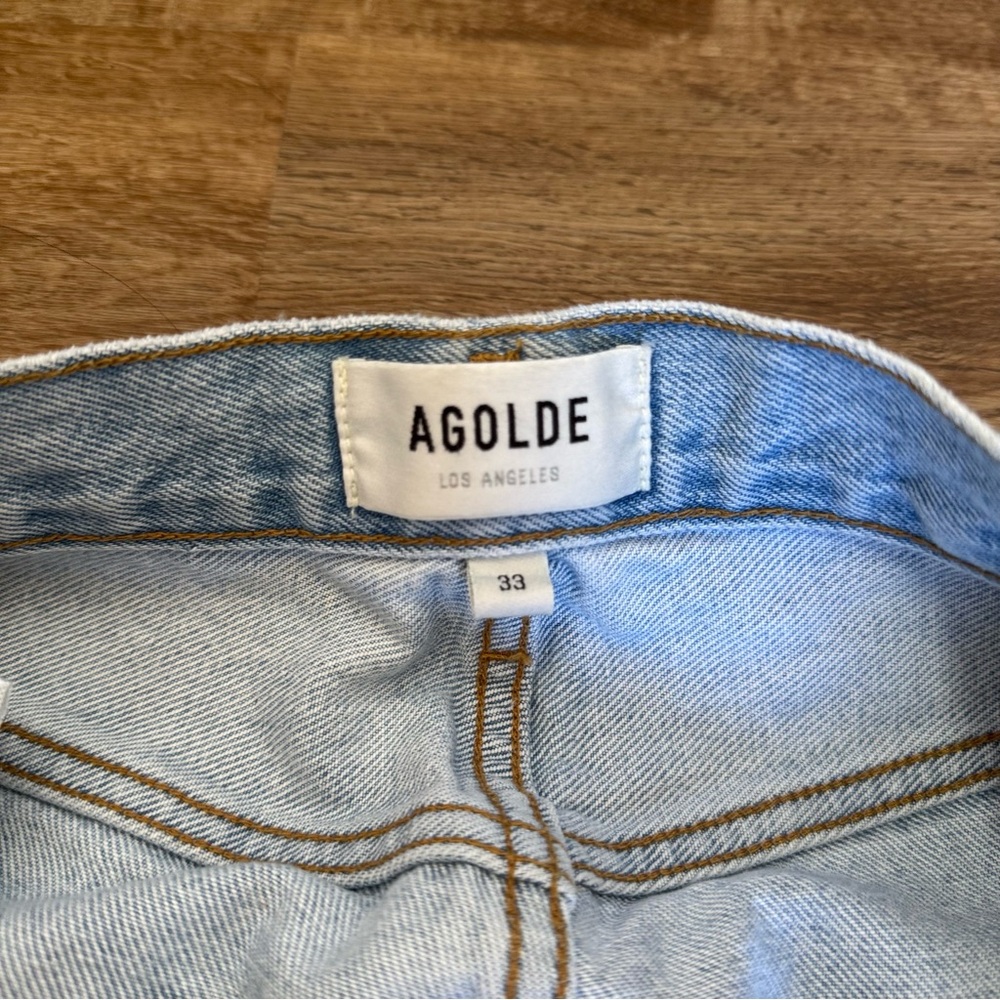 Agolde Premium 90's Pinch Waist High Rise Straight Leg Jeans Light Wash Size 33 - Picture 5 of 9